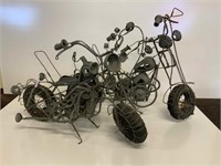 2 X MOTOR BIKE ORNAMENTS MADE FROM WIRE