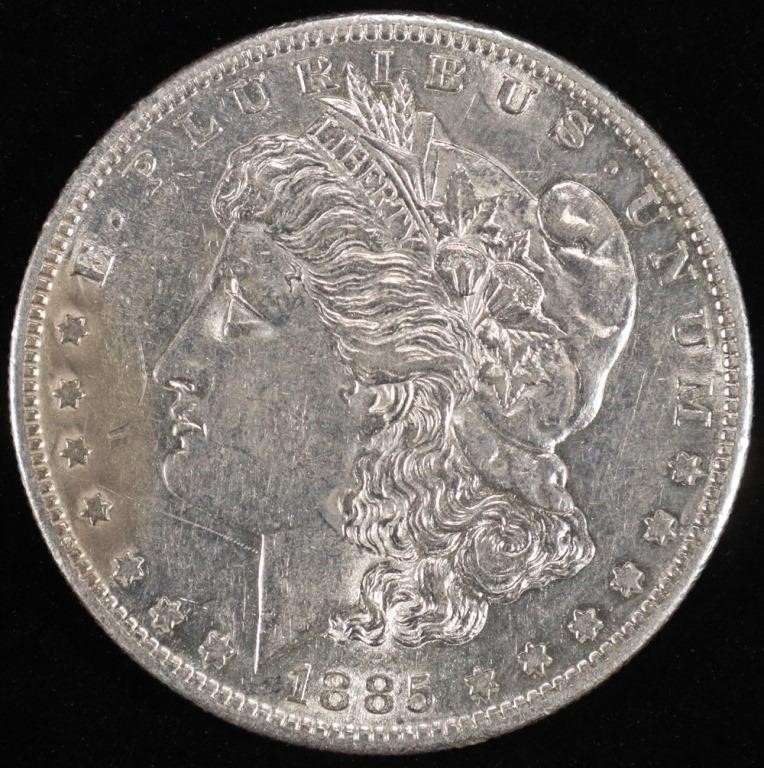 1885-S MORGAN DOLLAR AU