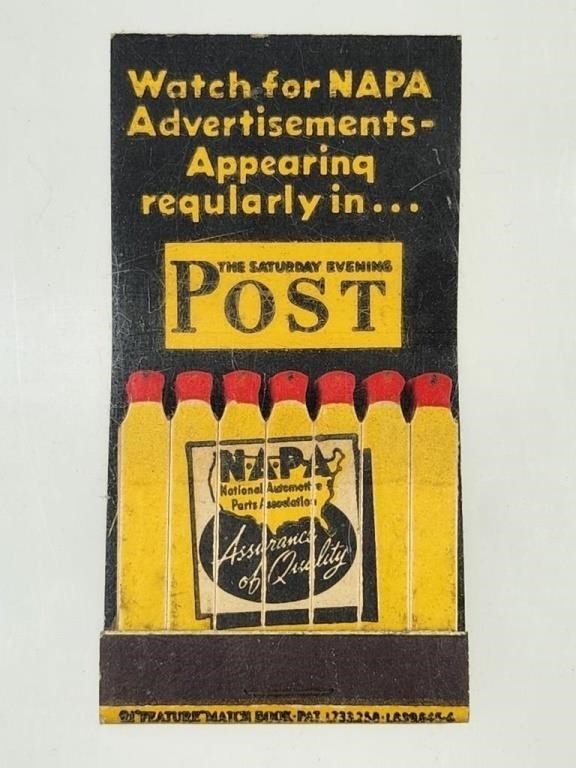 NAPA QUALITY PARTS ADVT. FEATURE MATCHBOOK