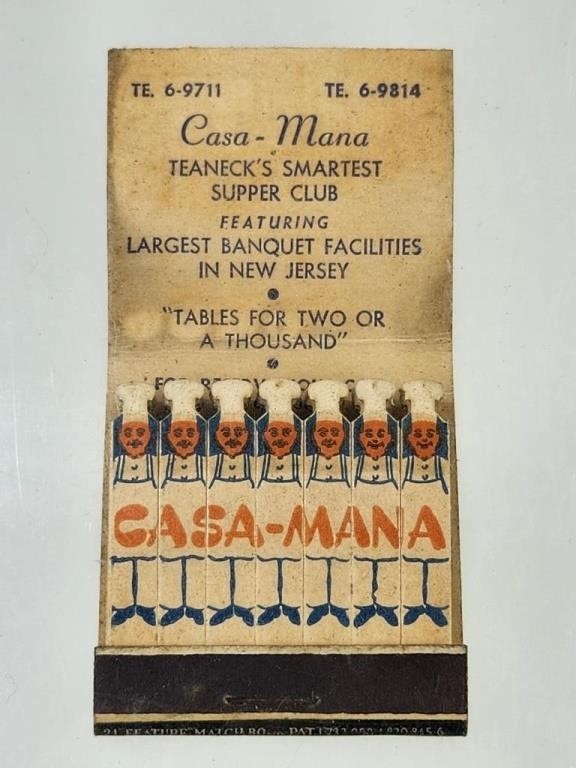 CASA MANA N.J. FEATURE MATCHBOOK