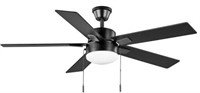 52in Corwin Matte Black Ceiling Fan With Light