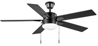 52in Corwin Matte Black Ceiling Fan With Light