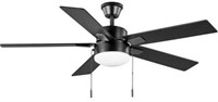 52in Corwin Matte Black Ceiling Fan With Light