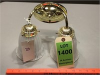 Polished brass finish ribbed glass globes