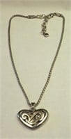 Heart & Rhinestone Pendant 18" Necklace