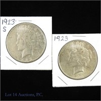 1923 & 1923-S Silver Peace Dollars (2)