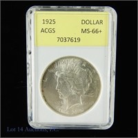 1925 Silver Peace Dollar (ACGS MS-66+)