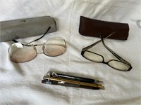 Glasses & Vintage Pencil Lot