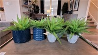 8PC FAUX GREENERY & VASES