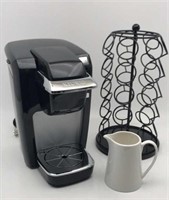 Keurig Coffeemaker, 35 Pod Rack & Ceramic Creamer