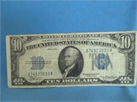 1934 US $10 Blue Seal Silver Certificate