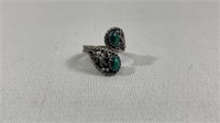 Signed Native American Sterling & Malachite Ring