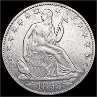 1855-O Arws Seated Liberty Half Dollar NEARLY