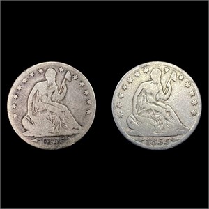 [2] 1855-O Arws Seated Lib Half Dollars NICELY