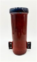 Ceramic Red Vase with Black Accents