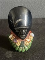Vintage black onyx & malachite Mayan-style