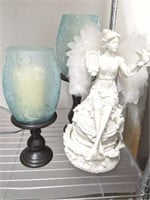 ANGEL FIGURINE AND CANDLE HOLDERS