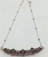 Sterling Silver And Beaded Necklace