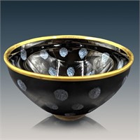Chinese Black Glazed Chinese Tea Bowl With Bronze