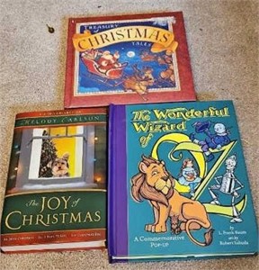 WIZARD OF OZ POP UP BOOK & (2) CHRISTMAS BOOKS