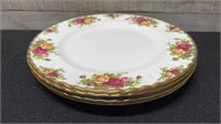 4 Royal Albert Old Country Roses Dinner Plates 10.