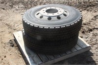 (2) Michelin 275/80R22.5 Tires on Aluminum Rims
