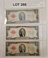 (3) 1928 $2 Red Seal Notes **