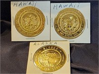 2 Hawaii and 1 Alaska Commemorative Statehood