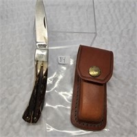 Schrade USA 5OT  Pocket Knife & Leather Belt Case