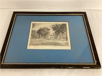 "The Library, U of N.C." Etching by Don Swann