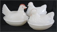 Assorted Milk Glass Hen on Nests