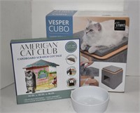 New Vesper Cubo Cat Hideout, Cat House. Dog Bowl
