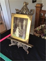 Victorian brass plated cast iron picture frame -