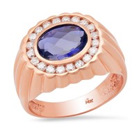 14K ROSE GOLD 2.00CT SAPPHIRE 0.70CT DIAMOND RING