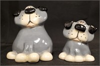 Douglas Russ Berrie Gray Dog Figurine Grey Pair