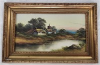 Antique Oil Framed Landscape Painting
