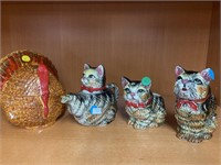 Ceramic Kitty cat tea three piece set and Turkey