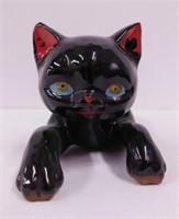 Mid Century Artmark redware black cat figurine,