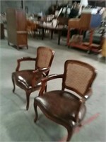 2 Cane back arm occasional chairs