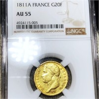 1811-A French Gold 20 Francs NGC - AU55