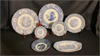 Lot of 7 Pieces of Blue & White Ironstone China