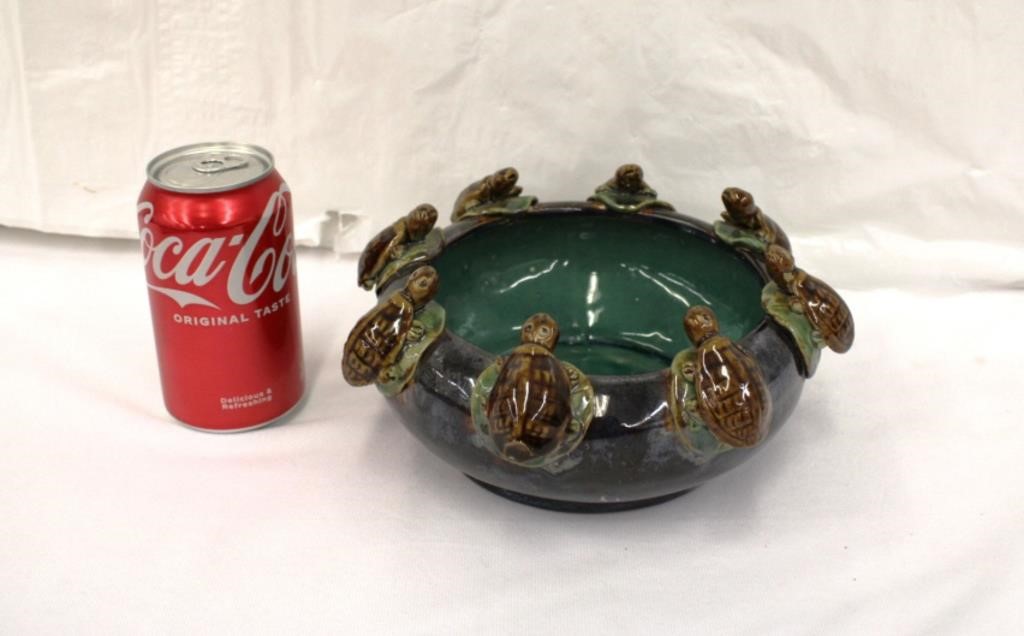 Handmade Pottery Dish Garden w/ Turtles