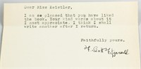 F. Scott Fitzgerald  1896-1940 Autograph & Letter