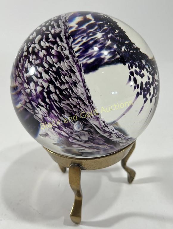 Large Art Glass Signed Paperweight