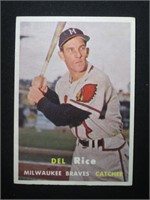 1957 TOPPS #193 DEL RICE MILWAUKEE BRAVES