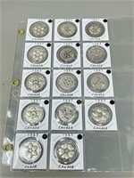 14 Canadian provincial coins 1867-1967