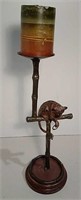 Tall Brass Candle Holder W/ Monkey