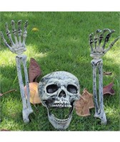 Outdoor skeleton lawn decor with spider webs