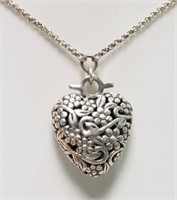 Sterling Silver Heart-shaped Long Necklace