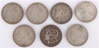 0.9 SILVER 1921 D MORGAN SILVER DOLLARS - (7)